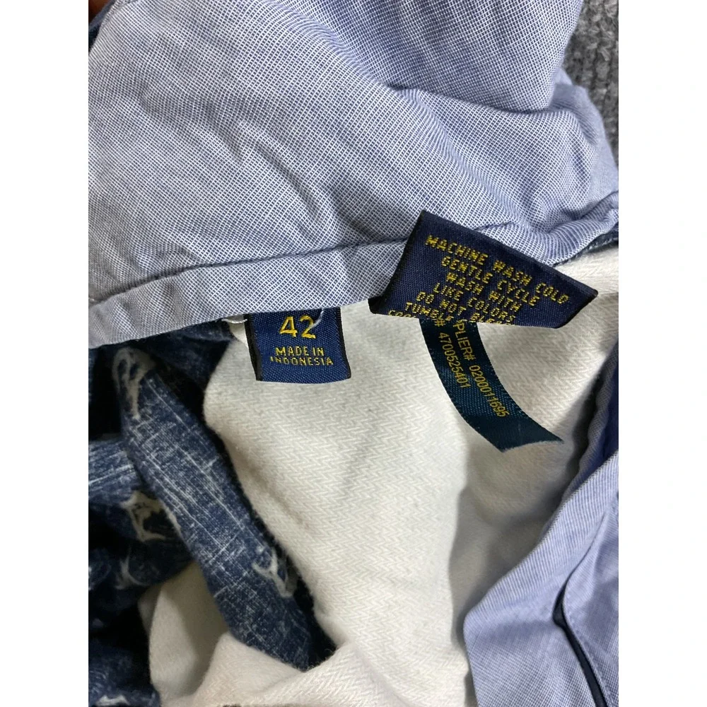 Polo Ralph Lauren Shorts 42 Navy Blue Fish Print Cotton Casual Summer Beach Prep